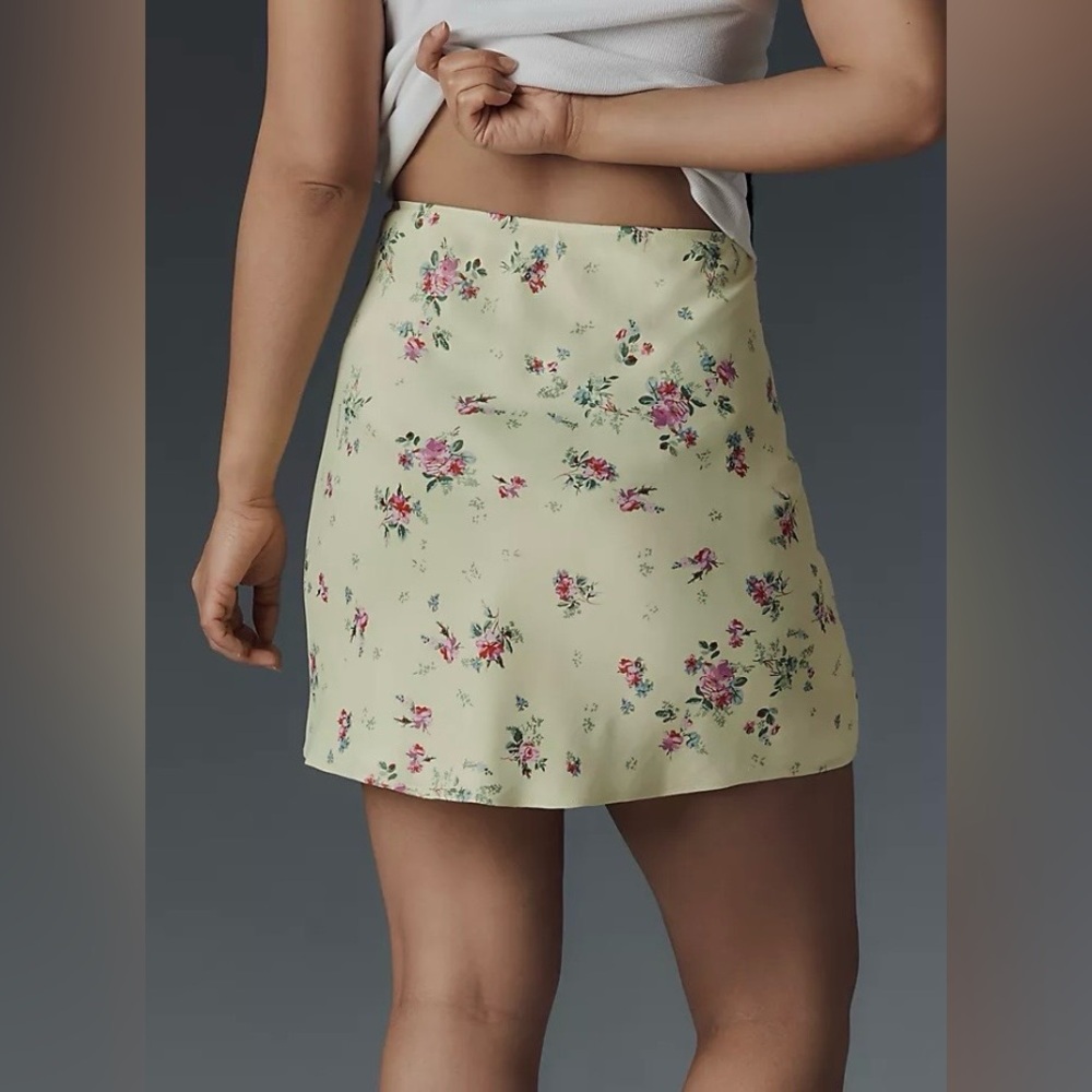 Anthropologie Yellow Floral Mini Skirt